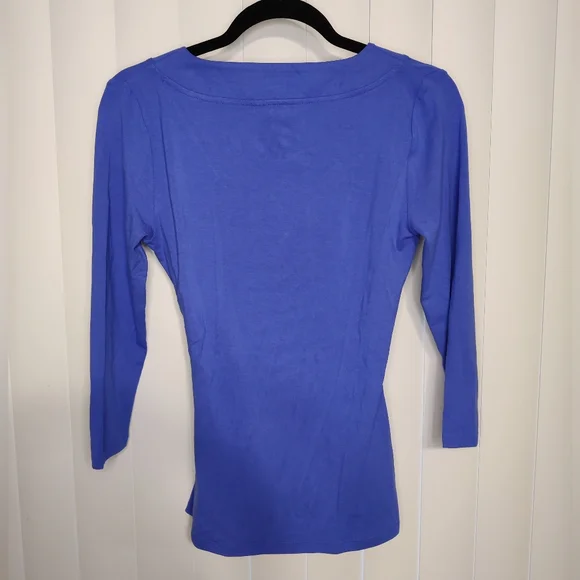 NWT Ralph Lauren blue quarter sleeve blouse size small - Picture 2 of 3